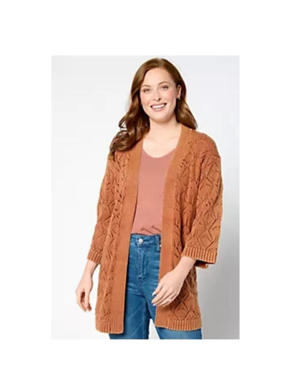 Women's Denim & Co. Cardigan Size 2X Brown